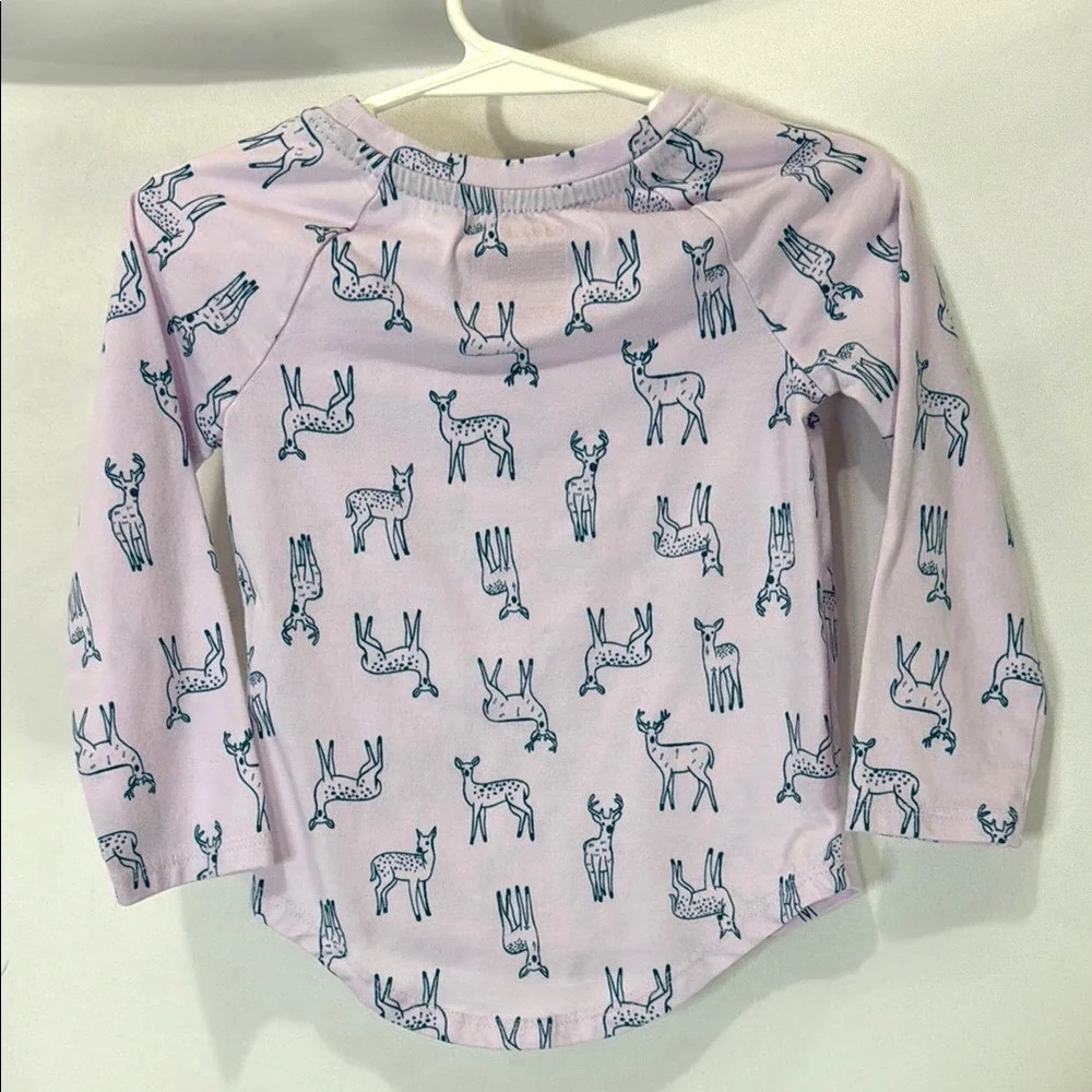 Kids Deer Print Long Sleeve Shirt Pink Size‎ 2T